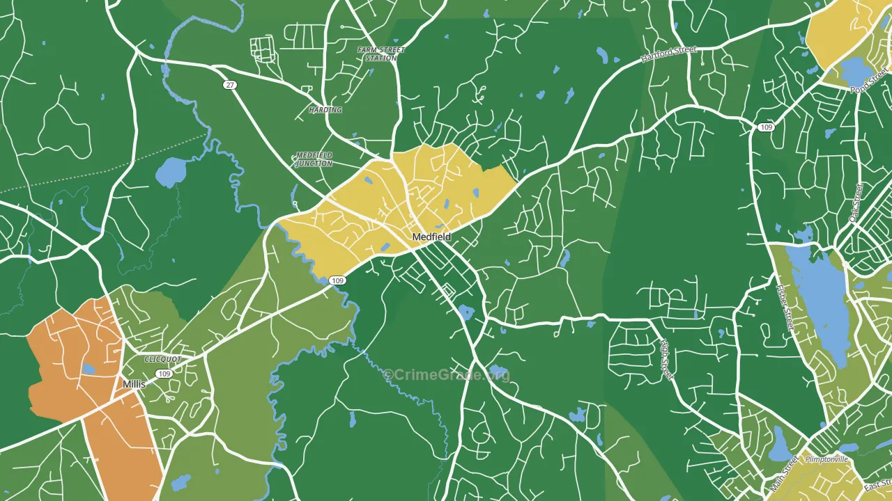 Medfield, MA Map of Theft Rates