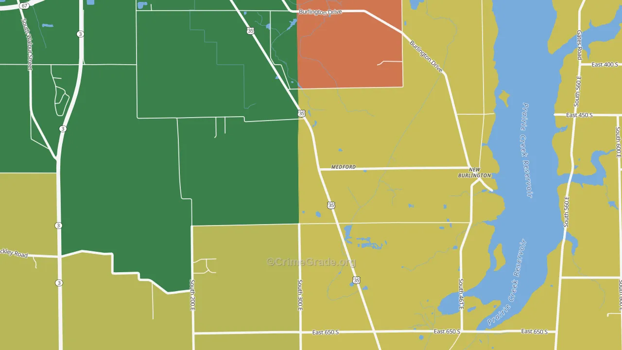 Medford, IN Map of Theft Rates