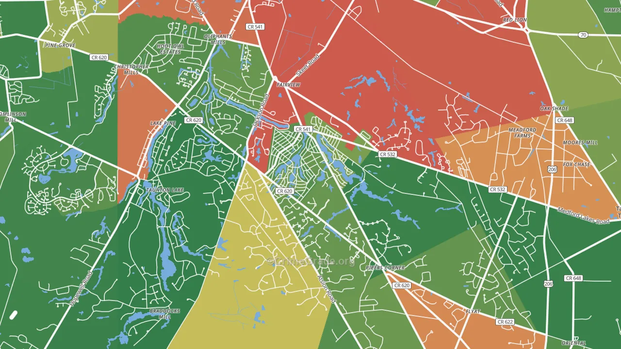 Medford Lakes, NJ Map of Theft Rates