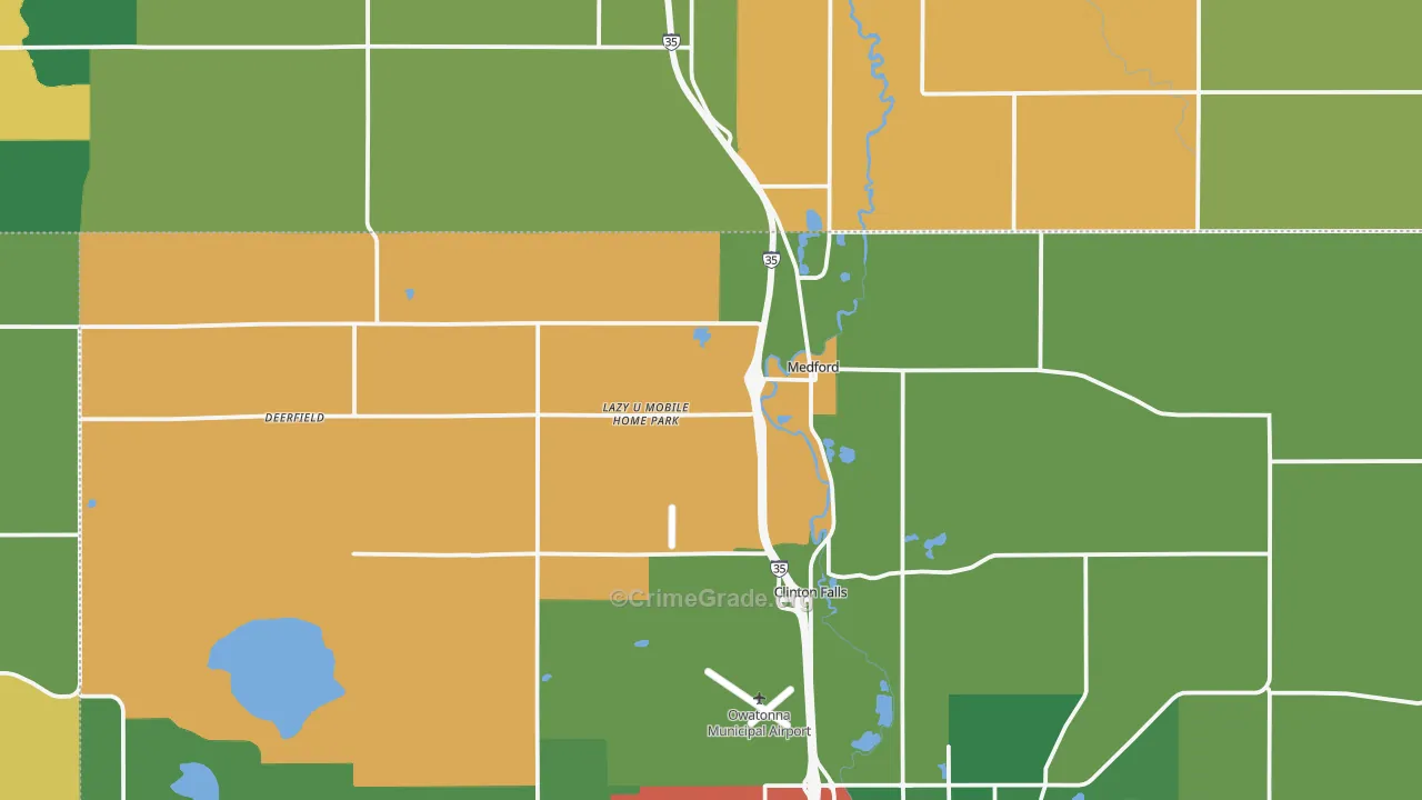 Medford, MN Map of Theft Rates