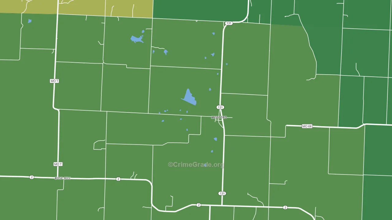 Medford, MO Map of Theft Rates