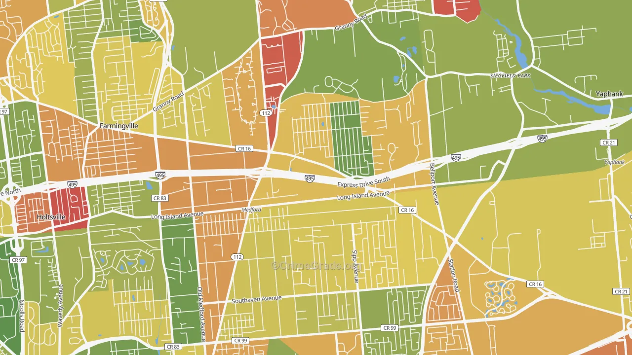 Medford, NY Map of Theft Rates
