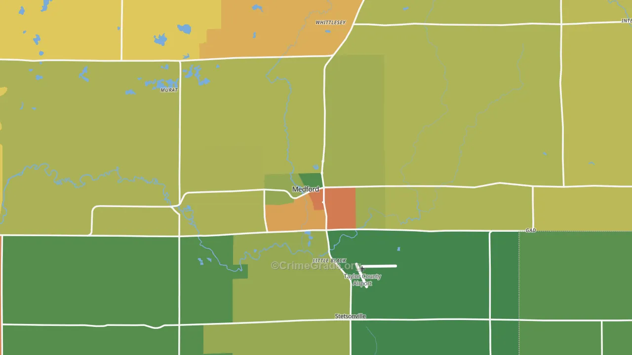 Medford, WI Map of Theft Rates