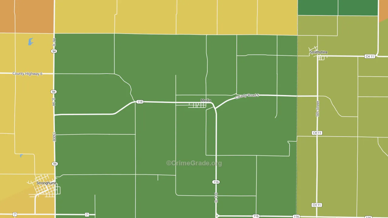 Media, IL Map of Theft Rates