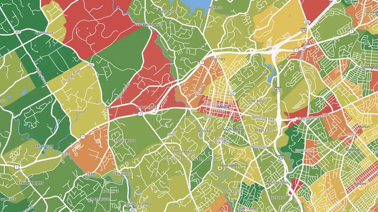 Media, PA Map of Theft Rates