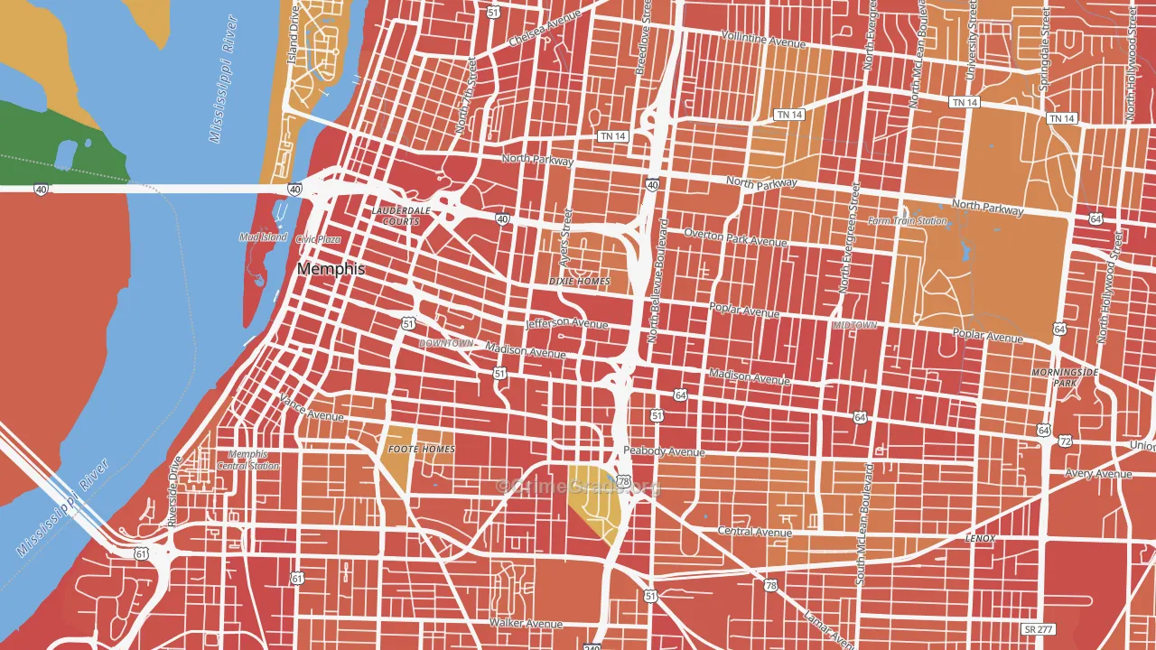 Medical District, Memphis, TN Map of Theft Rates