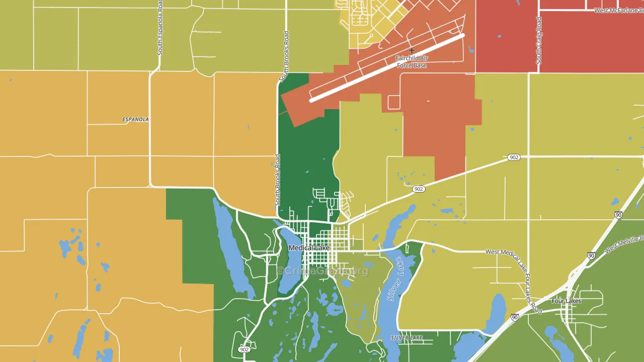 Medical Lake, WA Map of Theft Rates