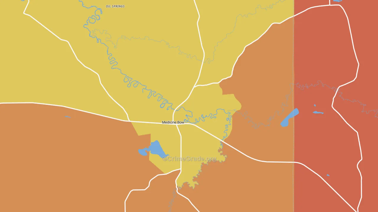 Medicine Bow, WY Map of Theft Rates