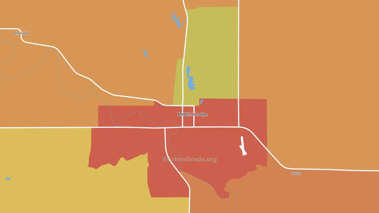 Medicine Lodge, KS Map of Theft Rates