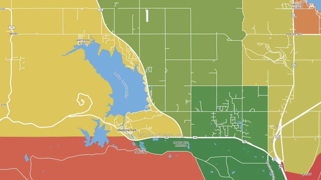 Medicine Park, OK Map of Theft Rates
