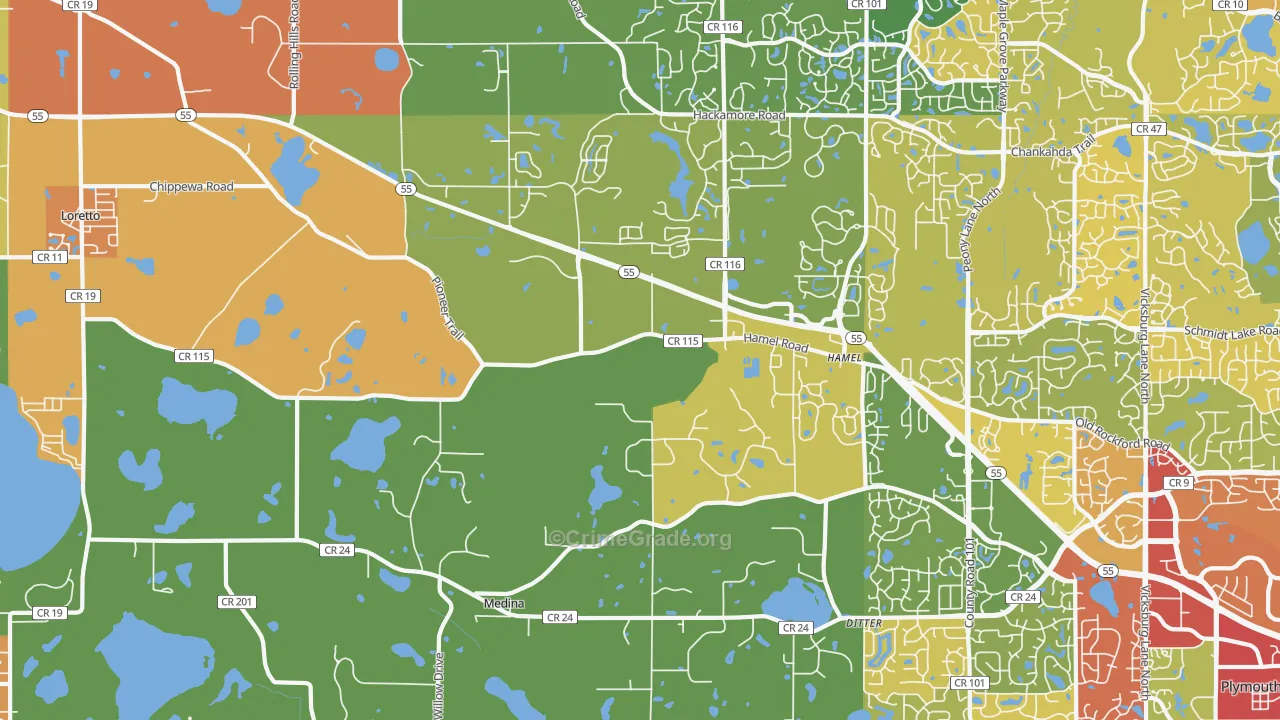 Medina, MN Map of Theft Rates