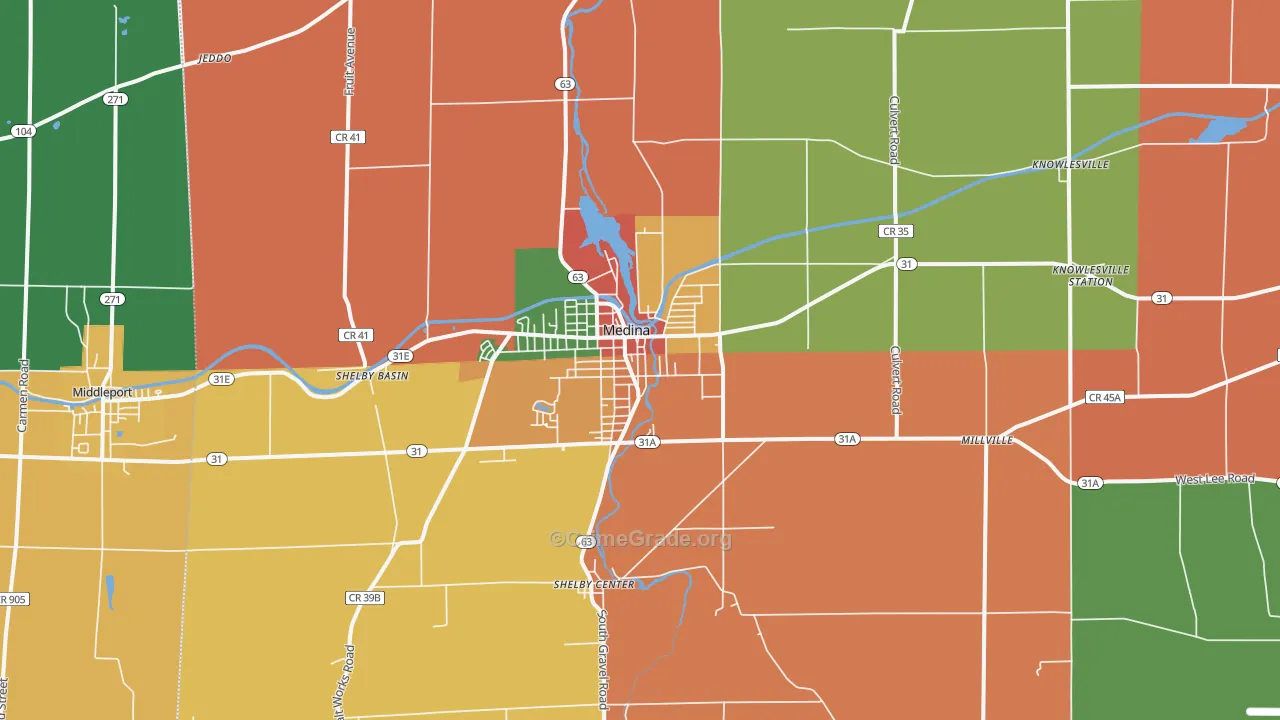 Medina, NY Map of Theft Rates
