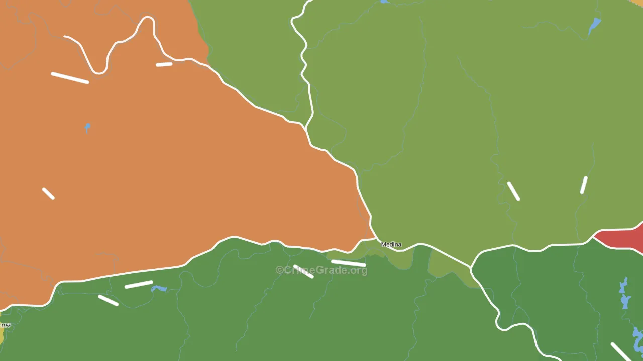 Medina, TX Map of Theft Rates