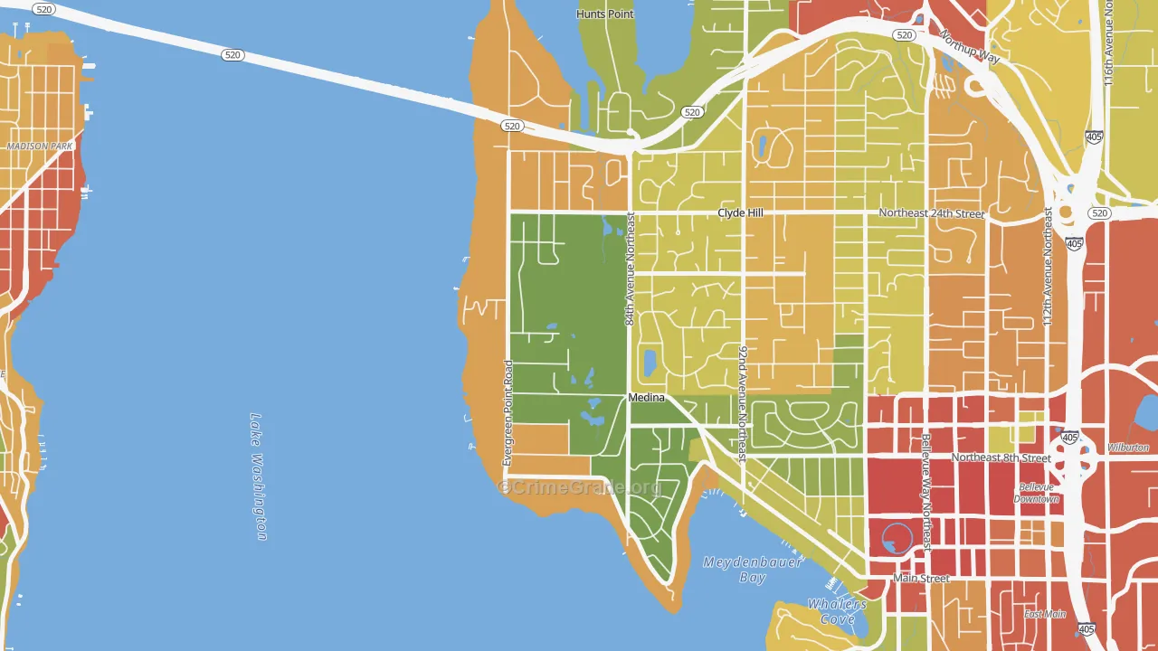 Medina, WA Map of Theft Rates