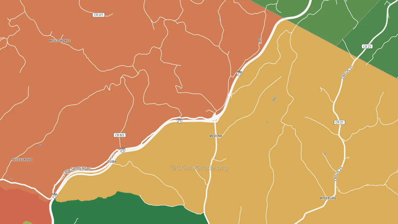 Medina, WV Map of Theft Rates