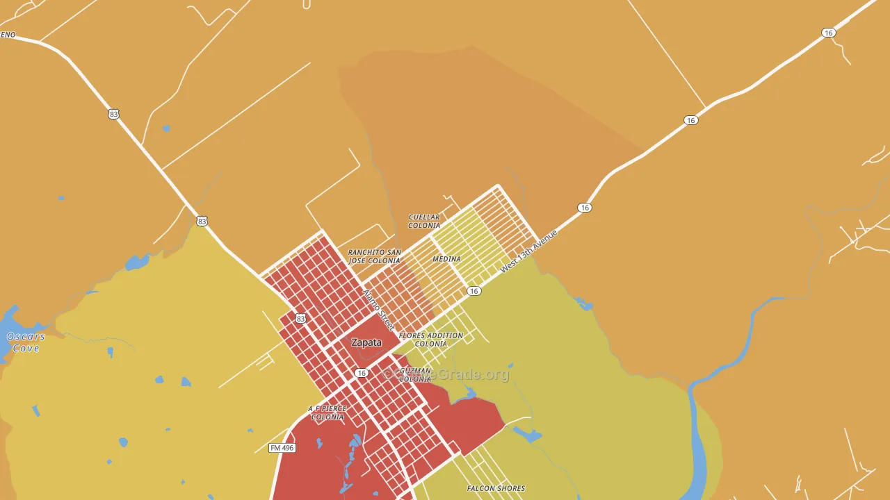 Medina, Zapata, TX Map of Theft Rates