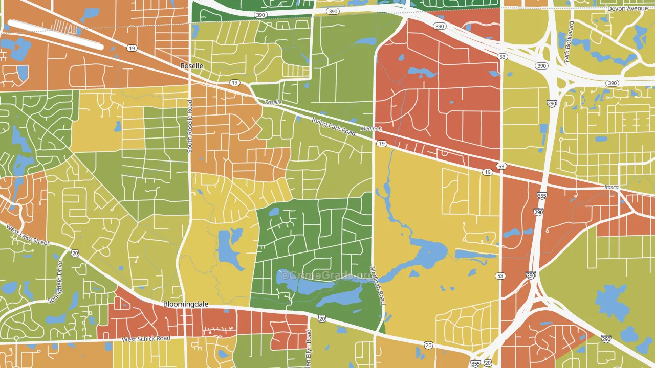 Medinah, IL Map of Theft Rates