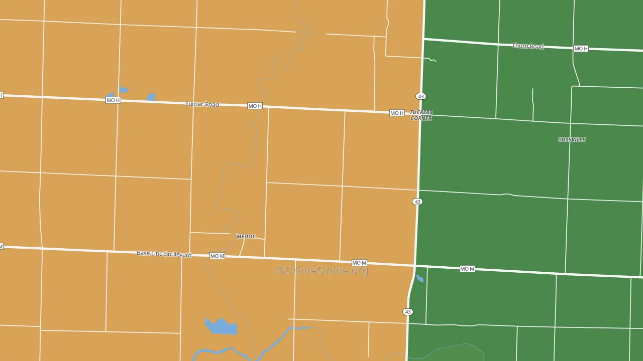 Medoc, MO Map of Theft Rates