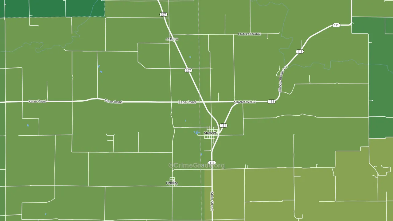 Medora, IL Map of Theft Rates