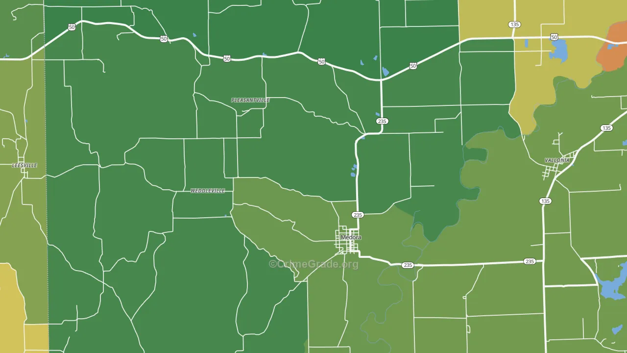 Medora, IN Map of Theft Rates