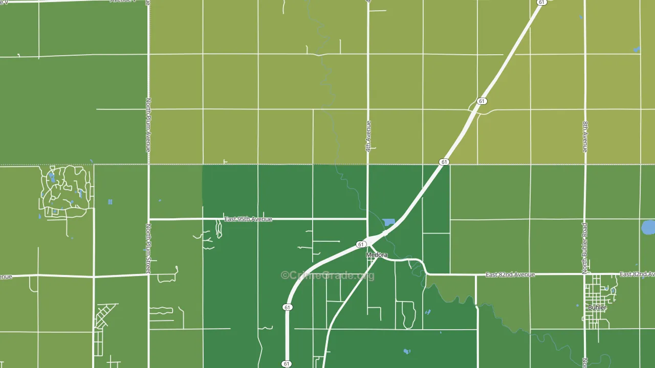 Medora, KS Map of Theft Rates
