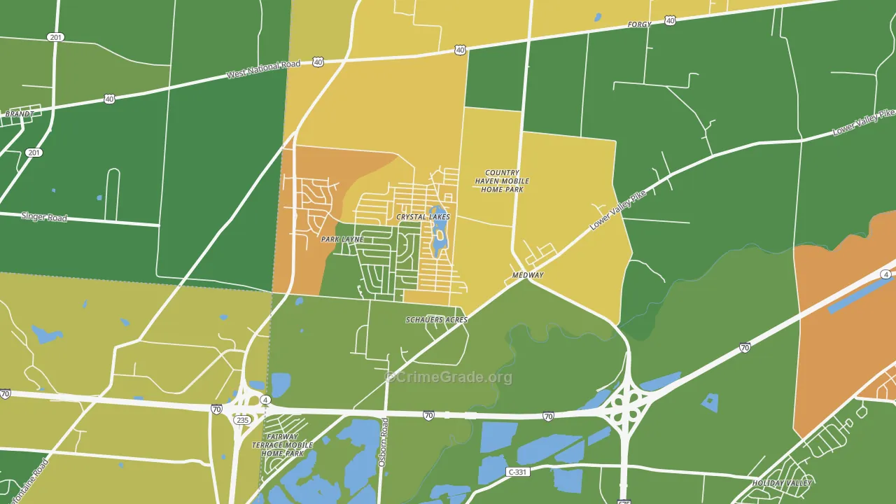 Medway, OH Map of Theft Rates