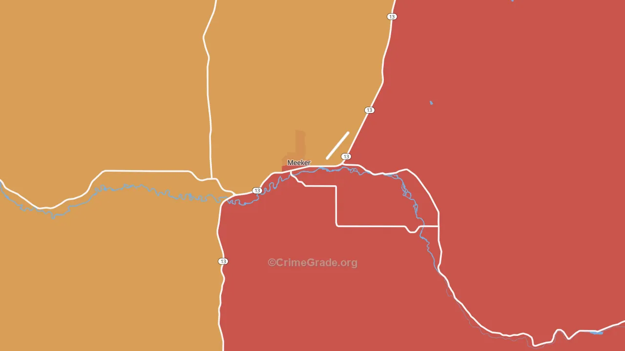 Meeker, CO Map of Theft Rates