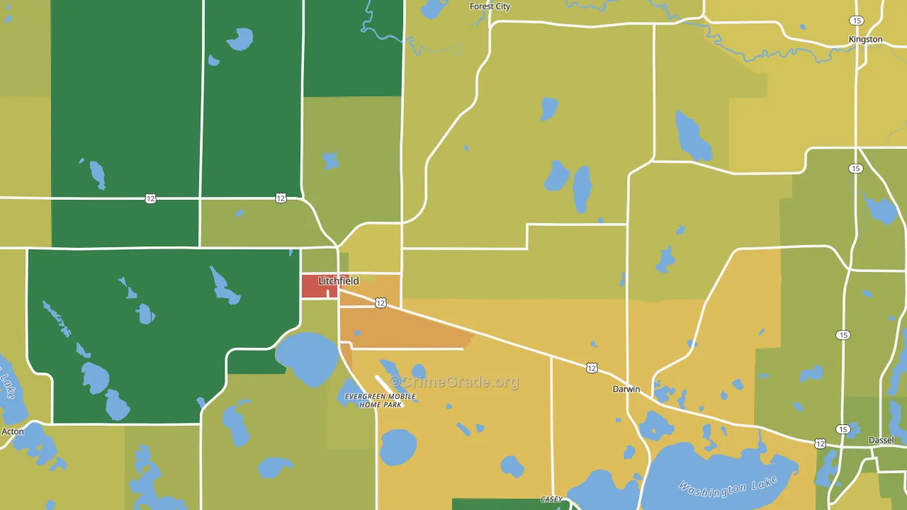 Meeker County, MN Map of Theft Rates