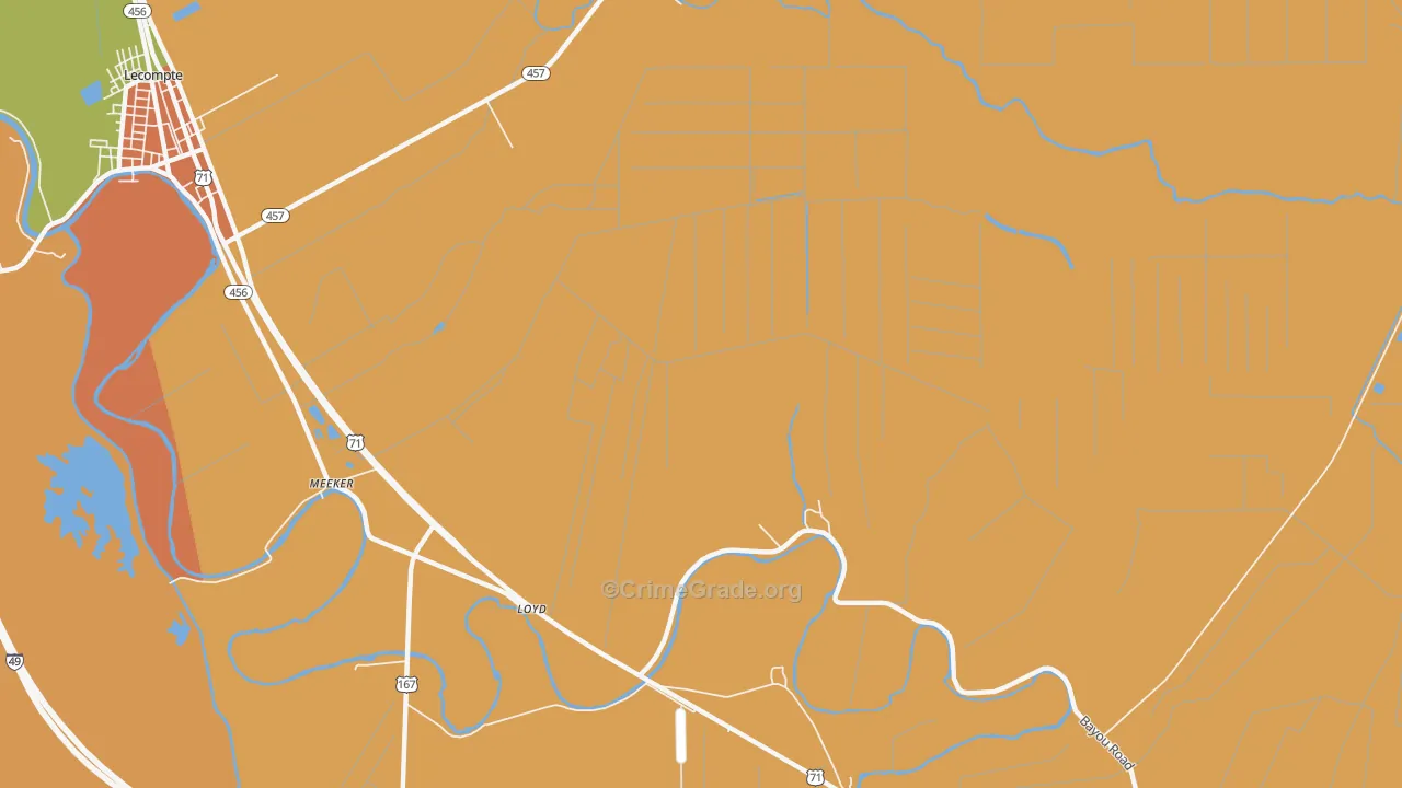 Meeker, LA Map of Theft Rates