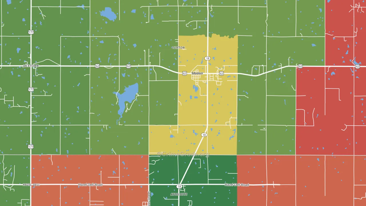 Meeker, OK Map of Theft Rates