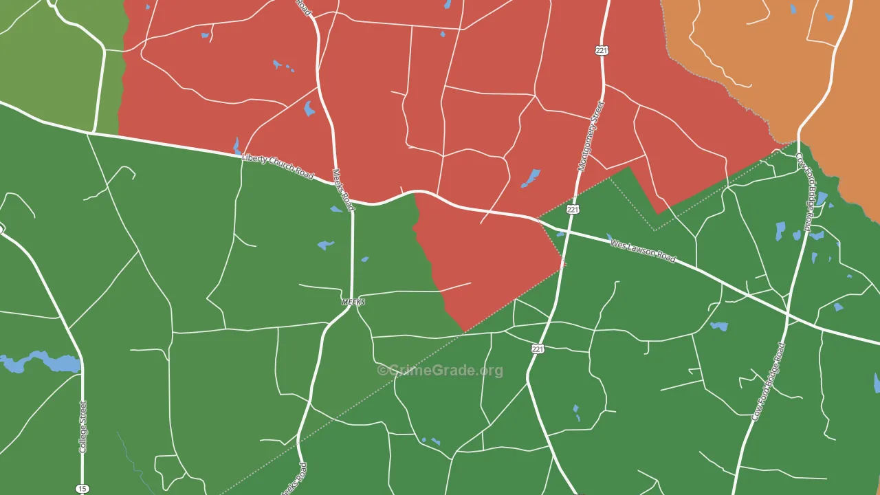 Meeks, GA Map of Theft Rates