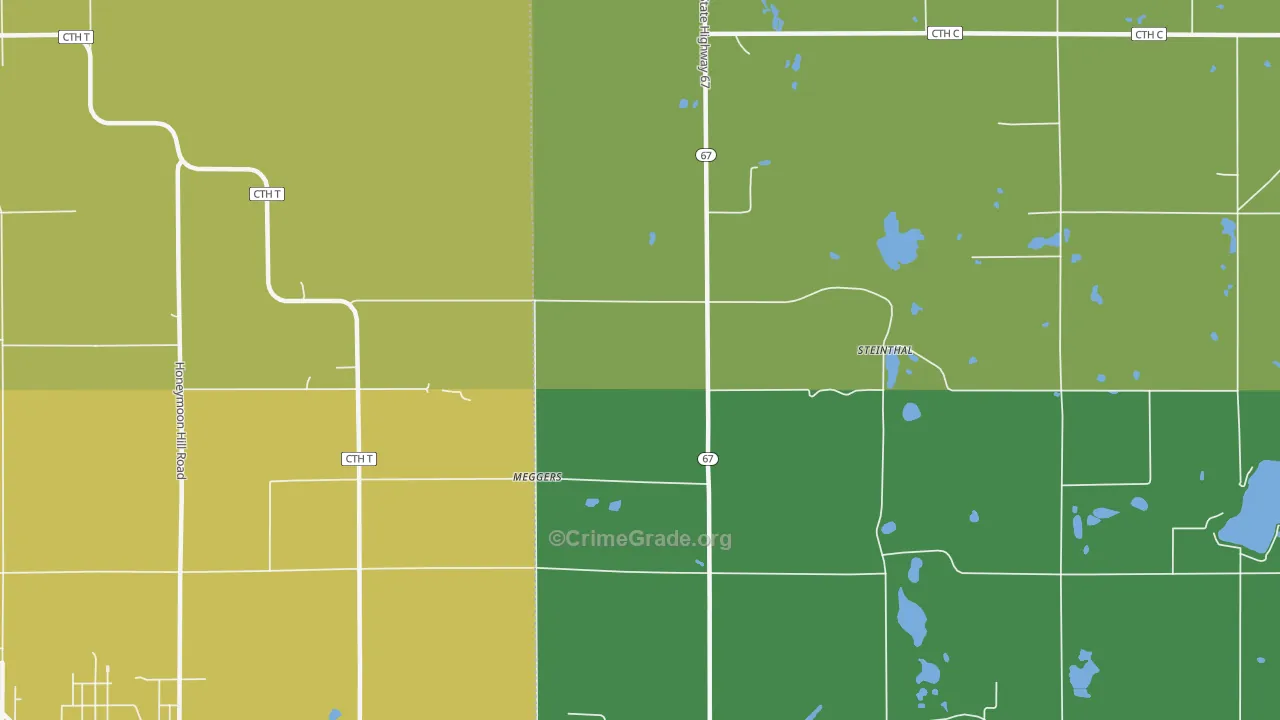 Meggers, WI Map of Theft Rates