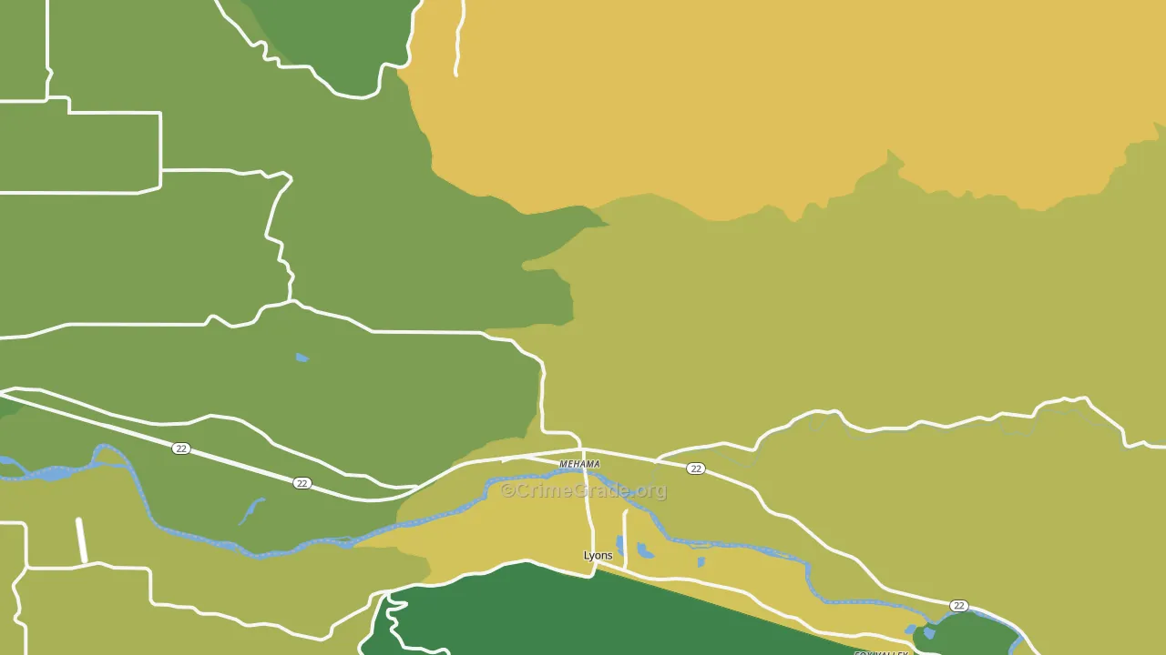 Mehama, OR Map of Theft Rates