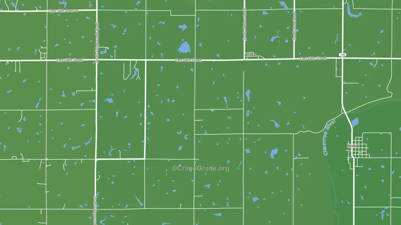 Mehan, OK Map of Theft Rates