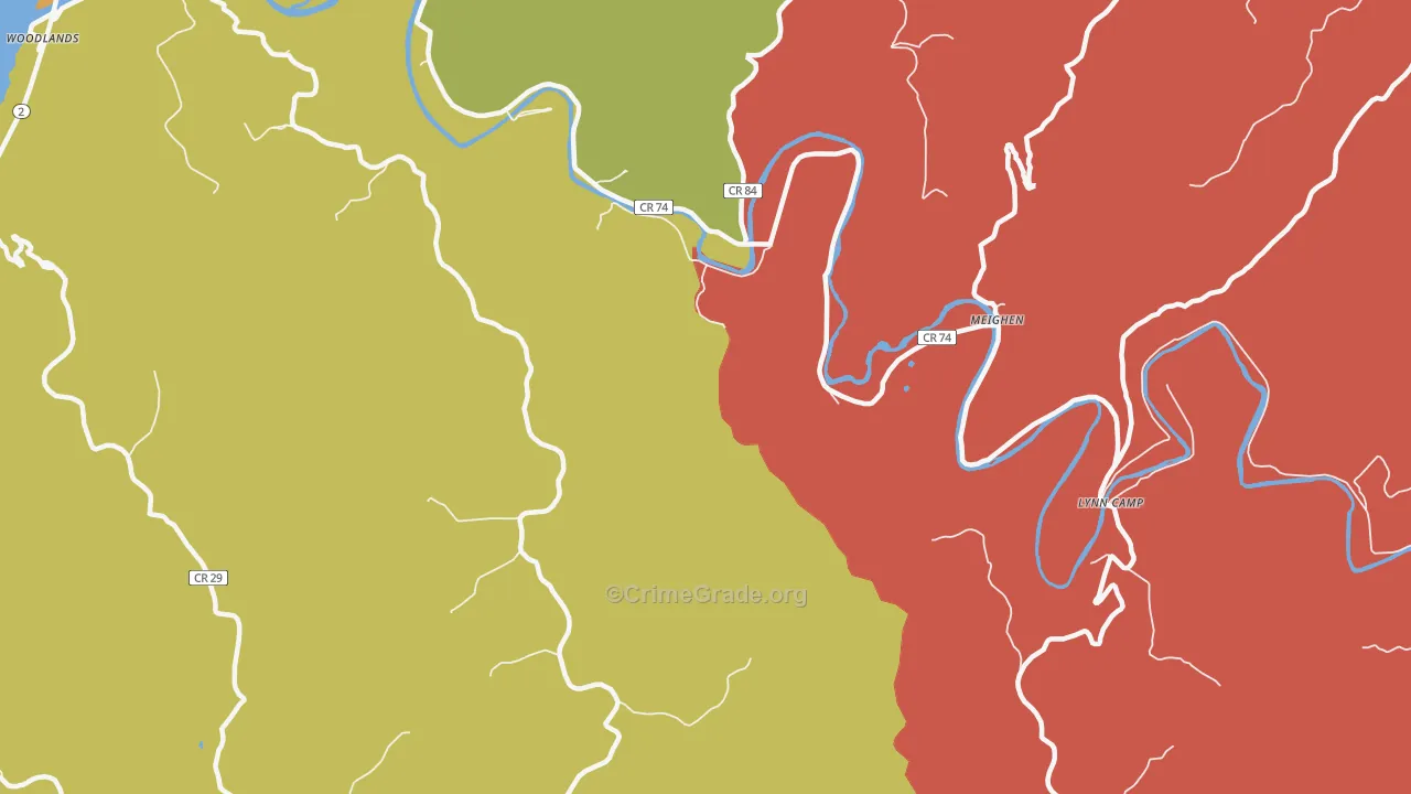 Meighen, WV Map of Theft Rates