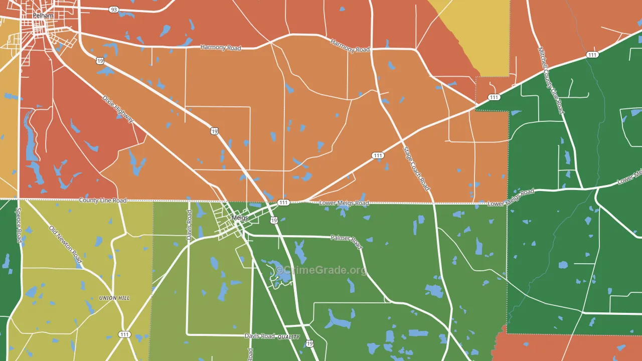 Meigs, GA Map of Theft Rates