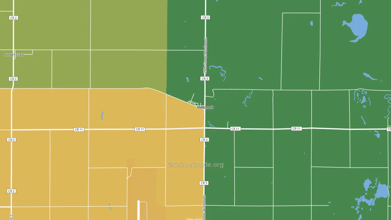 Mekinock, ND Map of Theft Rates