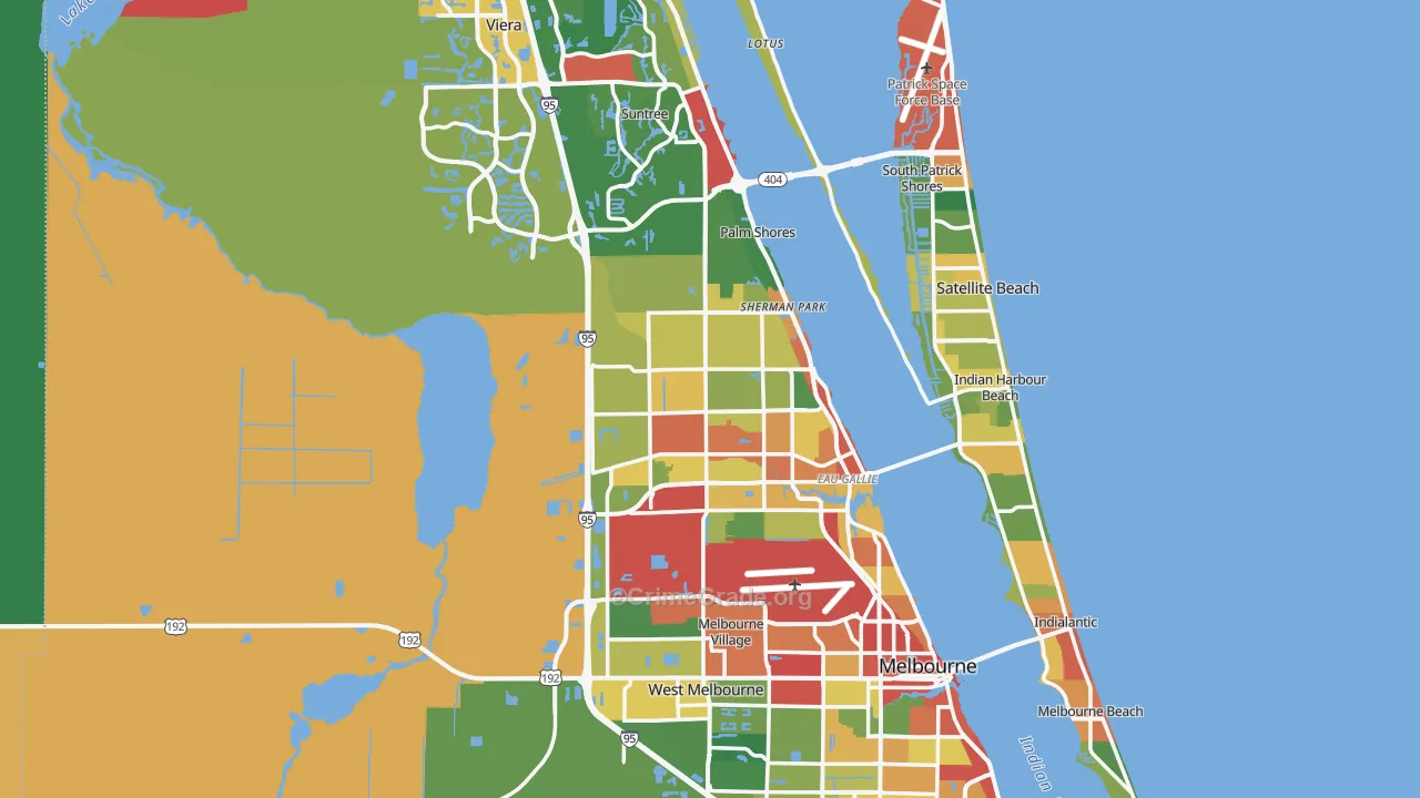 Melbourne, FL Map of Theft Rates