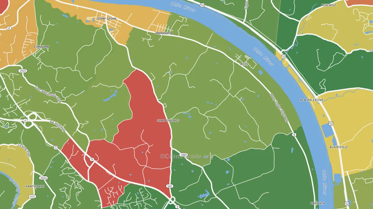 Melbourne, KY Map of Theft Rates
