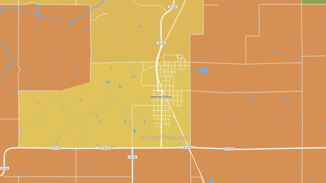Melcher-Dallas, IA Map of Theft Rates