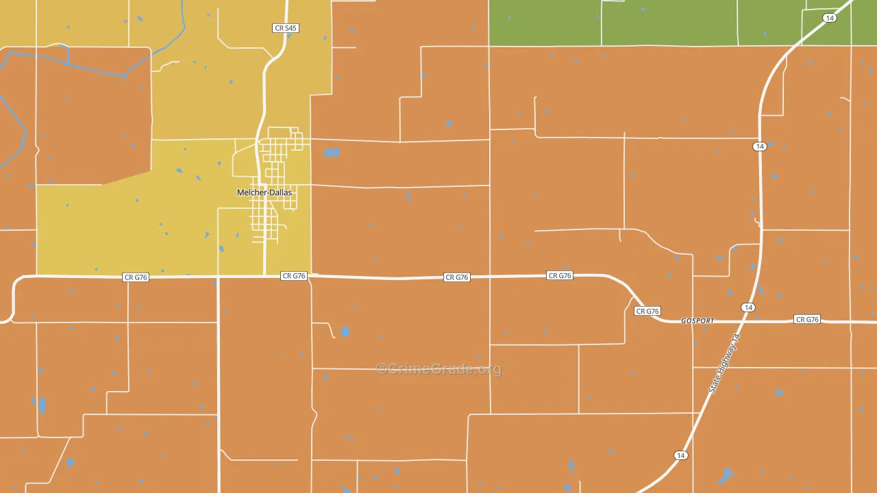 Melcher, IA Map of Theft Rates