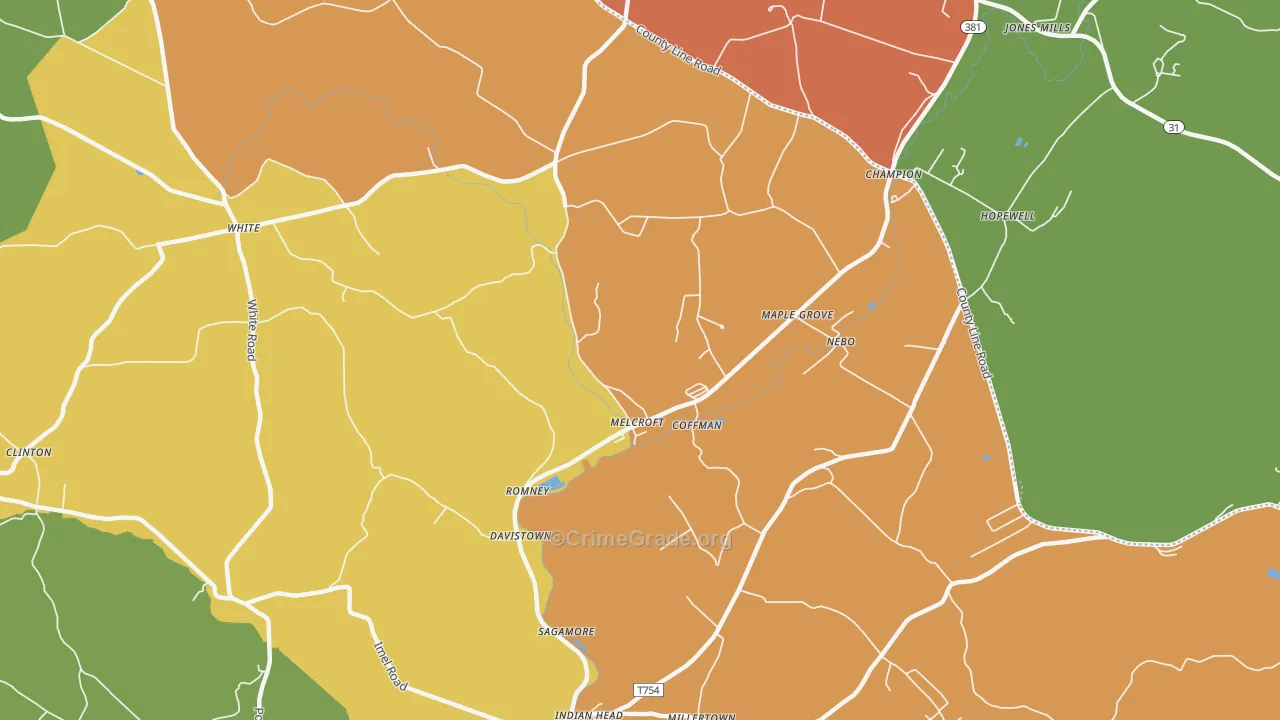 Melcroft, PA Map of Theft Rates