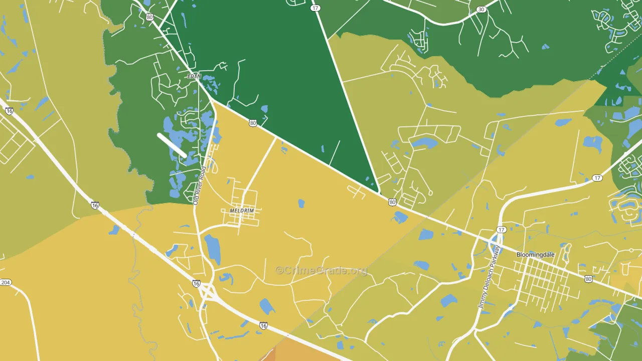 Meldrim, GA Map of Theft Rates