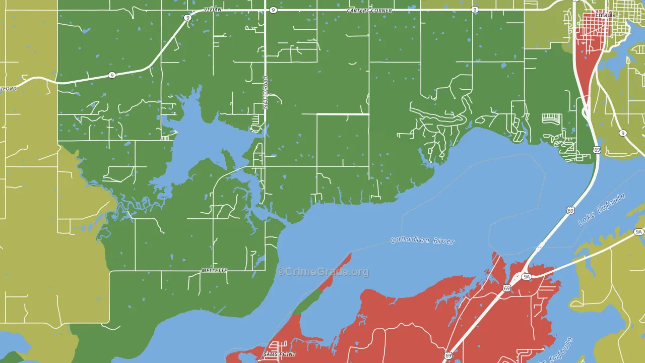 Mellette, OK Map of Theft Rates