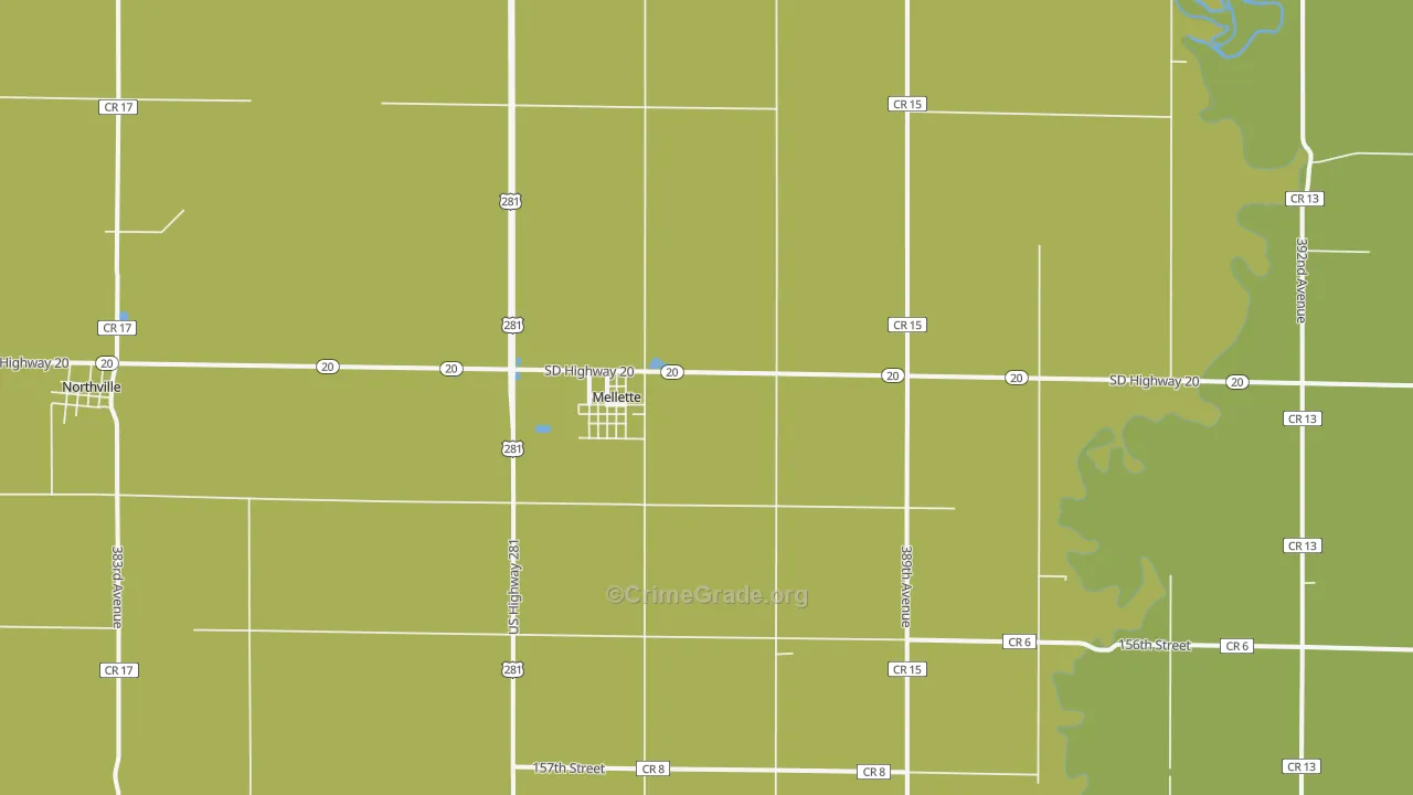 Mellette, SD Map of Theft Rates