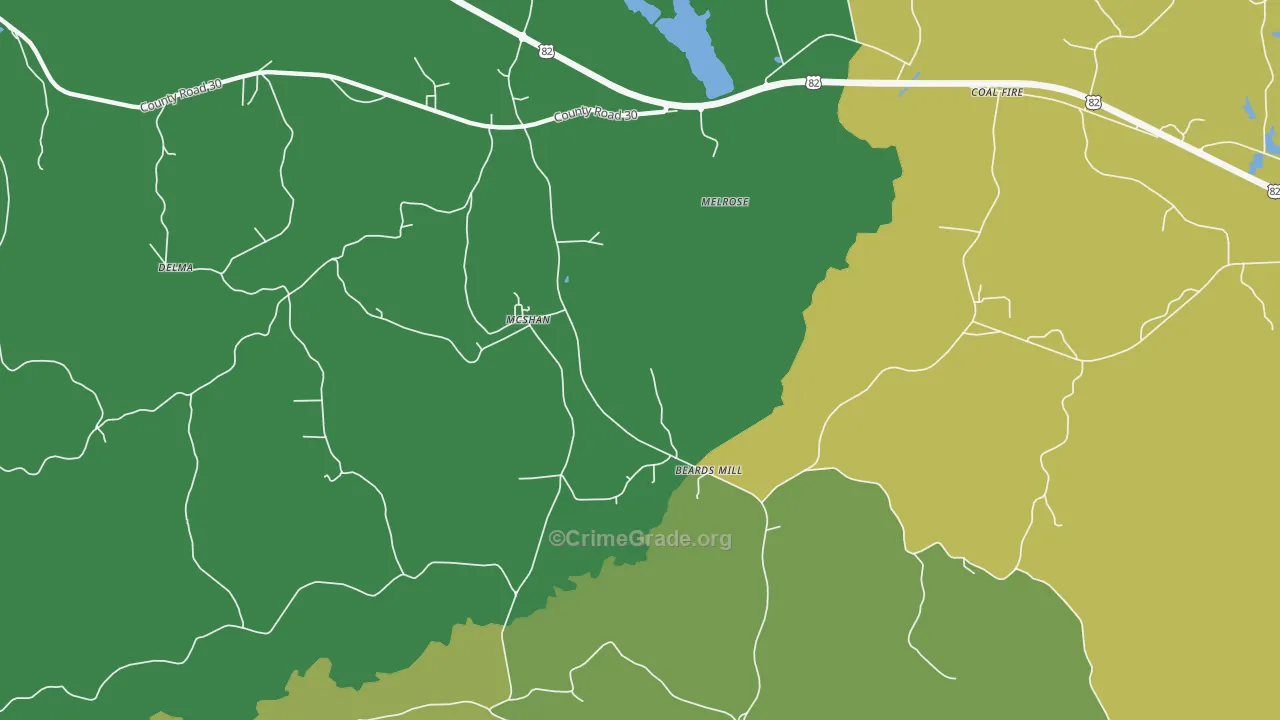 Melrose, AL Map of Theft Rates
