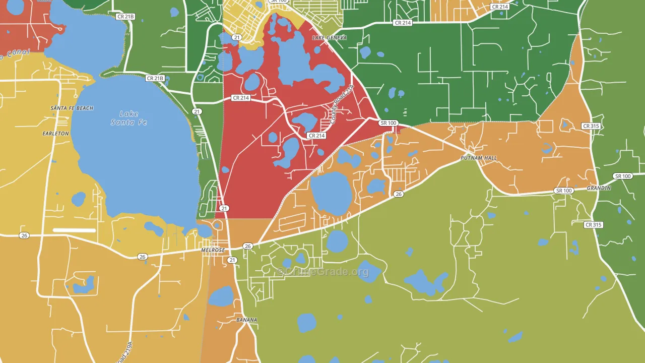 Melrose, FL Map of Theft Rates