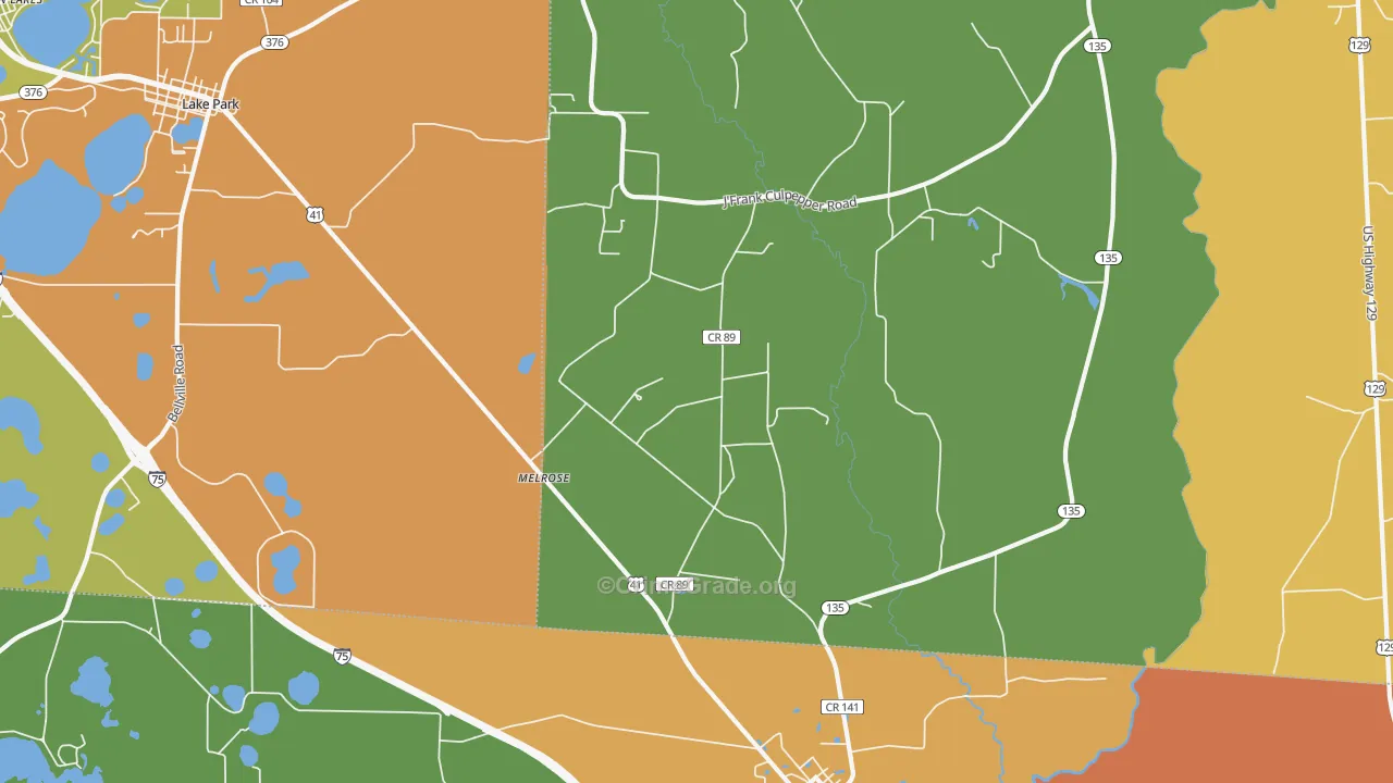 Melrose, GA Map of Theft Rates