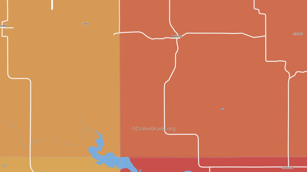 Melrose, IA Map of Theft Rates