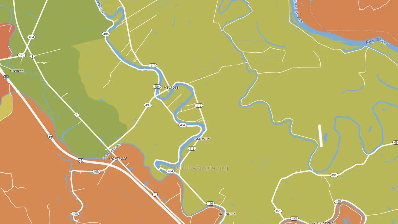 Melrose, LA Map of Theft Rates